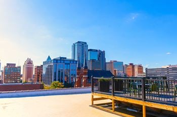 Rooftop deck with downtown views