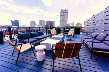 Rooftop deck with downtown views