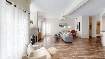 Tuscaloosa apartment for rent - A living room with a white couch and a television.