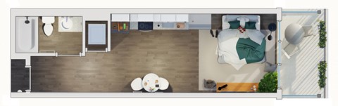 Floor plan for studio, 1 bath, 427 sqft