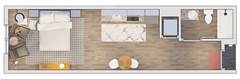 Floor plan for studio, 1 bath, 440 sqft