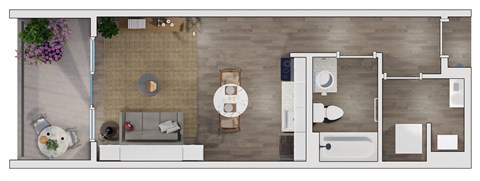 Floor plan for studio, 1 bath, 506 sqft