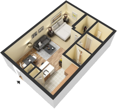 Floor plan for studio, 1 bath, 460 sqft