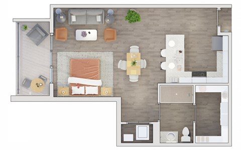 Floor plan for studio, 811 sqft