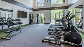 Erlanger apartment for rent - A gym with treadmills, elliptical machines, and a flat screen TV.