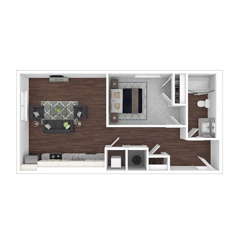 Floor plan for 1 bed, 1 bath, 544 sqft