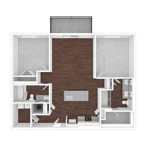 Floor plan for 2 beds, 2 baths, 960 sqft
