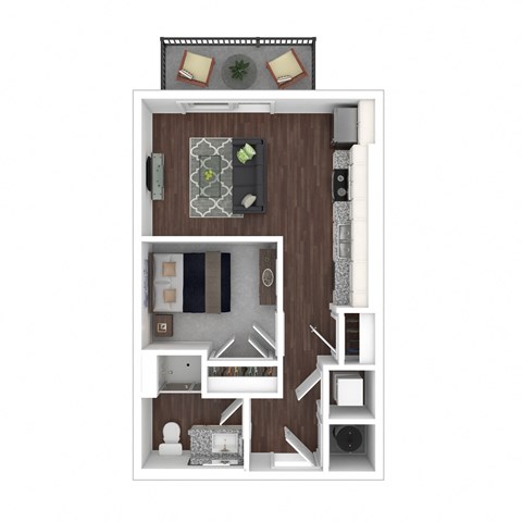 Floor plan for studio, 1 bath, 452 sqft