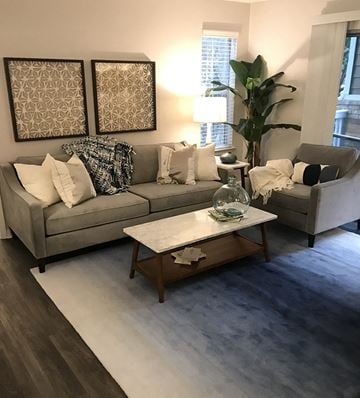 Alpharetta apartment for rent - a living room with couches and a coffee table