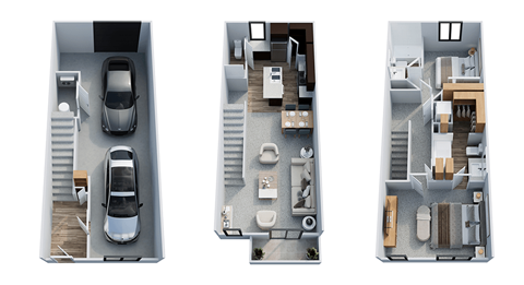 Floor plan for 2 beds, 2.5 baths, 1312 sqft