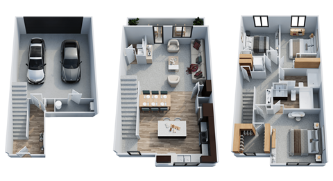 Floor plan for 3 beds, 2.5 baths, 1525 sqft