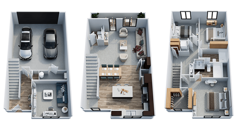 Floor plan for 3 beds, 2.5 baths, 1676 sqft