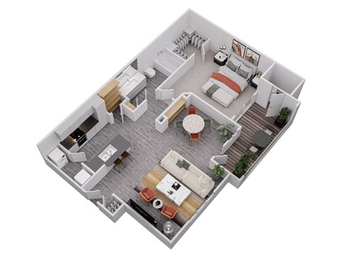 Floor plan for 1 bed, 1 bath, 796 sqft
