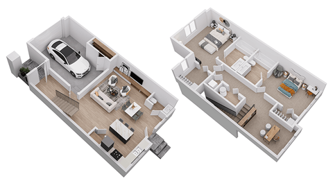 Floor plan for 2 beds, 2.5 baths, 1409 sqft