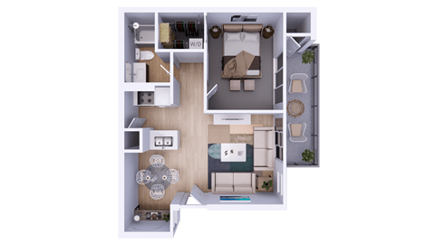 Floor plan for 1 bed, 1 bath, 650 sqft