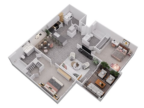 Floor plan for 2 beds, 2 baths, 1022 sqft