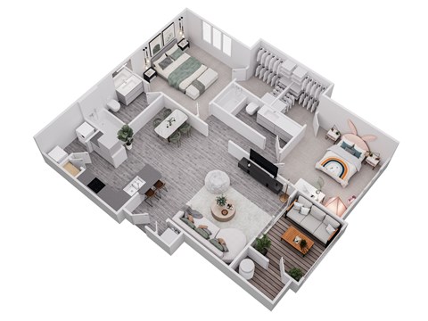 Floor plan for 2 beds, 2 baths, 1093 sqft