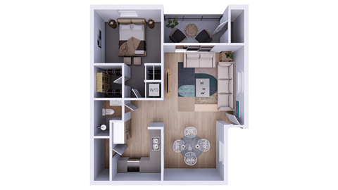 Floor plan for 1 bed, 1 bath, 700 sqft