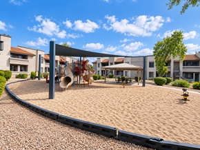 Mesa apartment for rent - Community playground with shade canopy and sand surface at Gentrys Walk Apartments, Mesa, 85204