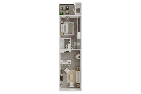 Floor plan for 1 bed, 1 bath, 560 sqft