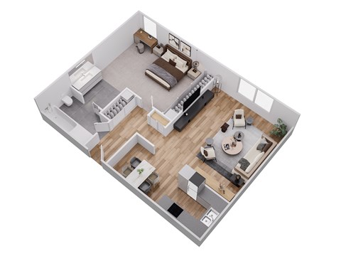 Floor plan for 1 bed, 1 bath, 552 sqft