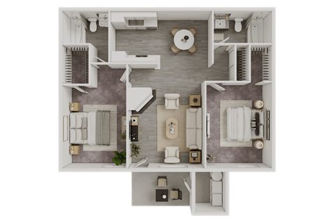 Floor plan for 2 beds, 2 baths, 994 sqft