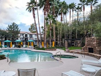 Pool area with hot tub