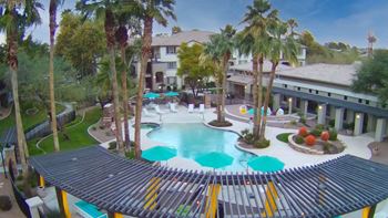 Pool and sundecks aerial view