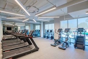 Richmond apartment for rent - A gym with treadmills, exercise bikes, and elliptical machines.at The Ace, Richmond Virginia