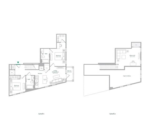 Floor plan for 2 beds, 2 baths, 1104 sqft