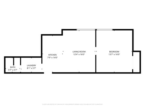 Floor plan for 1 bed, 1 bath, 500 sqft