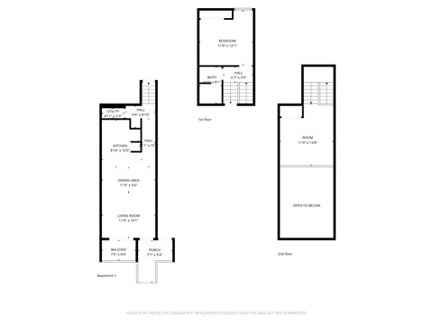 Floor plan for 1 bed, 1 bath, 822 sqft