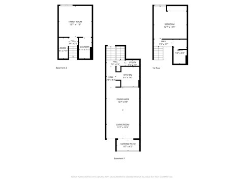 Floor plan for 2 beds, 1 bath, 760 sqft
