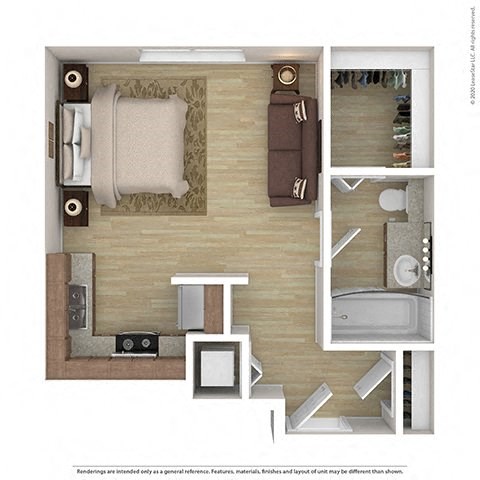 Floor plan for studio, 1 bath, 450 sqft