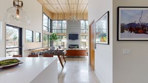 Maple Valley apartment for rent - a kitchen and dining room with large windows and a white counter top