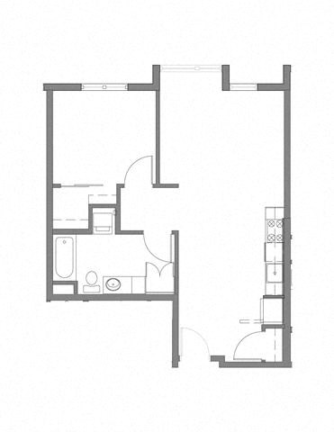 Floor plan for 1 bed, 1 bath, 1058 sqft
