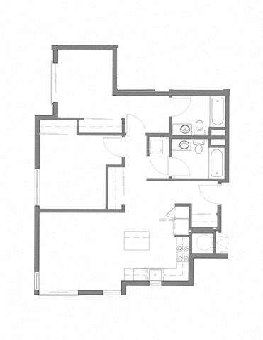 Floor plan for 2 beds, 2 baths, 1241 sqft
