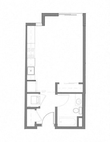 Floor plan for studio, 1 bath, 450 sqft