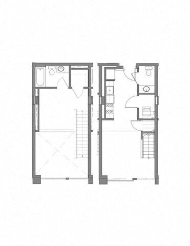 Floor plan for 1 bed, 1 bath, 563 sqft