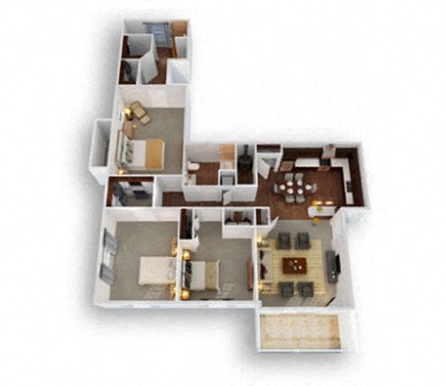 Floor plan for 3 beds, 2 baths, 1625 sqft