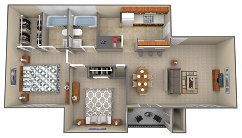 Floor plan for studio, 909 sqft