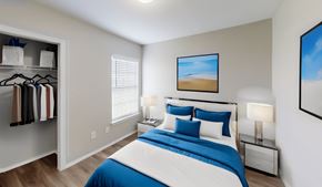 Round Rock apartment for rent - a bedroom with a bed and a closet