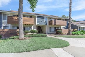 Oceanside apartment for rent - A row of apartment buildings with a tree in front of the first one.