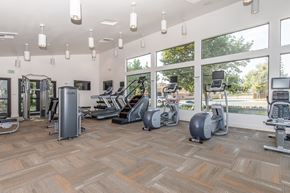 Riverside apartment for rent - A gym with a variety of exercise equipment.