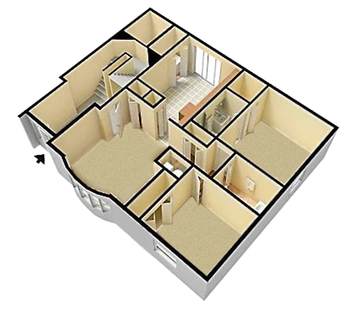 Floor plan for 2 beds, 1 bath, 900 sqft