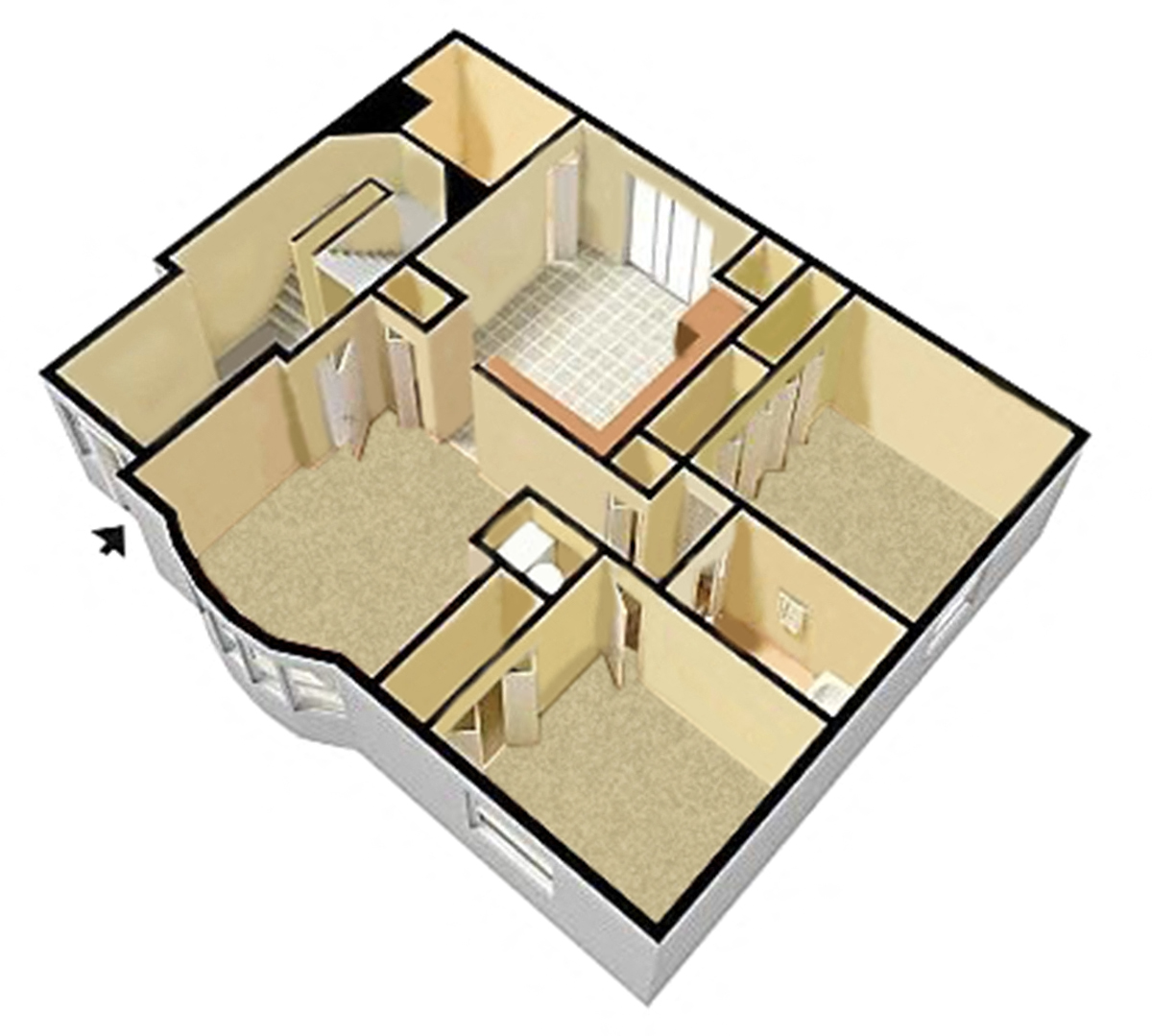 Floor plan for 2 beds, 2 baths, 900 sqft