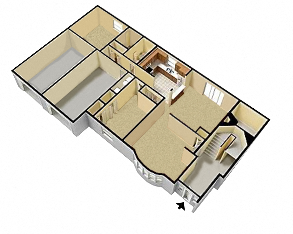 Floor plan for 2 beds, 1 bath, 1100 sqft