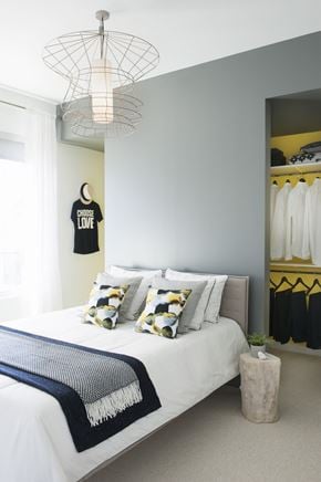 Atlanta apartment for rent - a bedroom with a bed with pillows and a closet