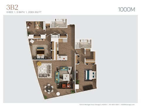 Floor plan for 3 beds, 2 baths, 2109 sqft