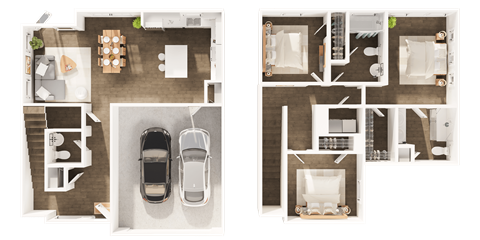Floor plan for 3 beds, 2.5 baths, 1448 sqft
